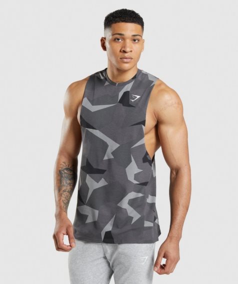 Men's Gymshark Critical Drop Arm Tanks Camo | NZ 2WQKBI